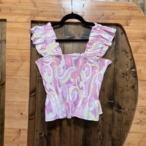 Hill House The Paz Crop Smock Top in Candy Kaleidoscope - Picture 2 of 4